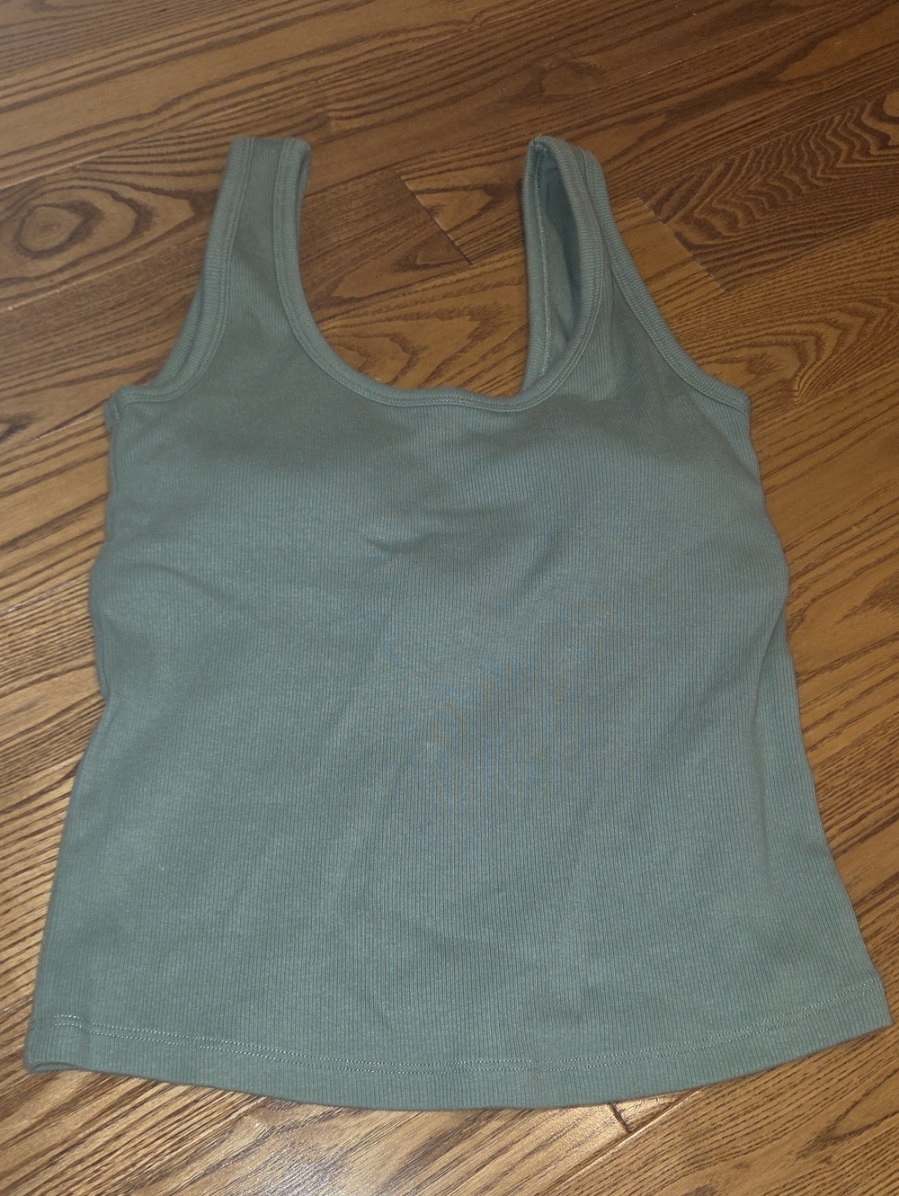 Women's Olive Ribbed Tank Top - Picture 4 of 4